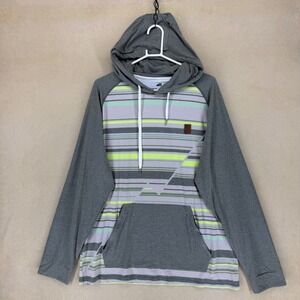 Belong Designs Mens XXL Hoodie Gray Stripe Pullover‎ Long Sleeve Pocket